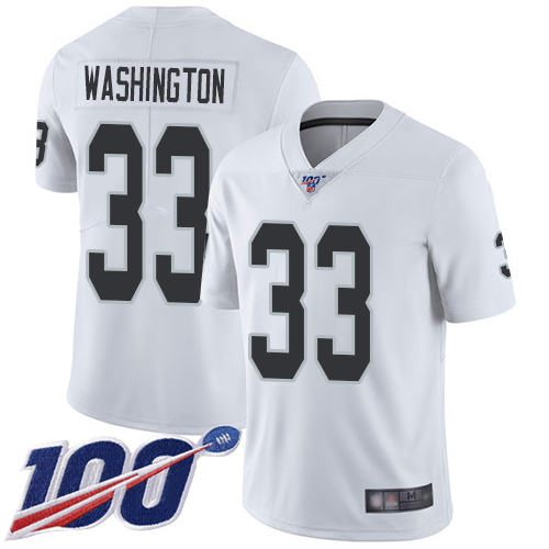 Men Oakland Raiders Limited White DeAndre Washington Road Jersey NFL Football 33 100th Jersey